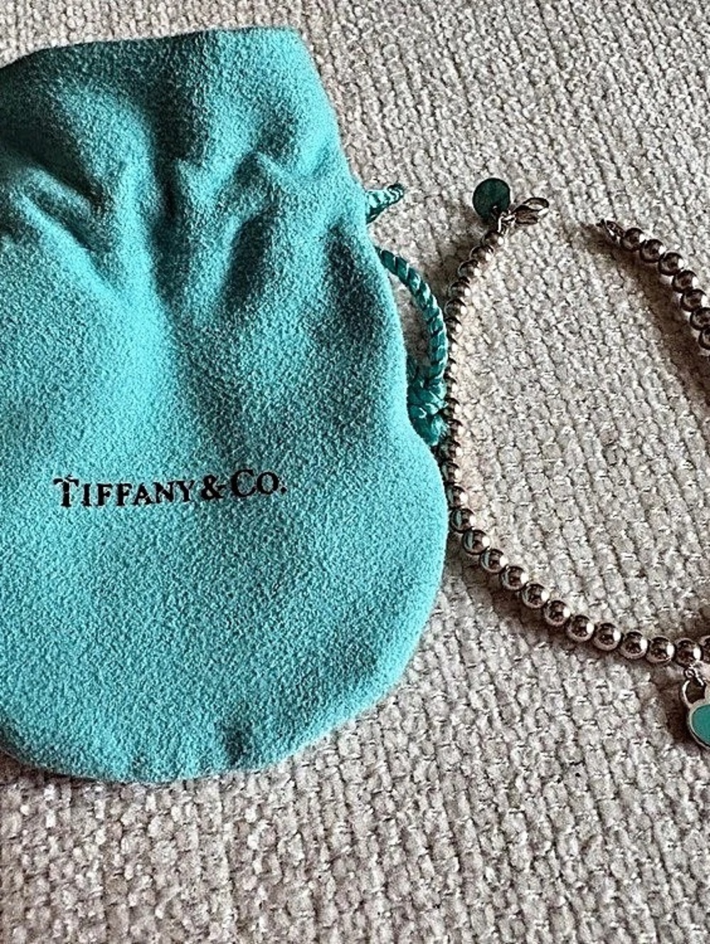 Tiffany & Co. Return to Tiffany® Blue Enamel Heart Tag Bead Bracelet